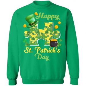 Autism Puzzle Wearing Laprechaun Hat St Patricks Day T-Shirt, Long Sleeve, Tank Top