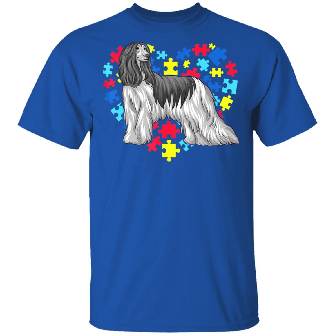 Autism Awareness Afghan Hound Dog Heart T-Shirt, Long Sleeve, Hoodie