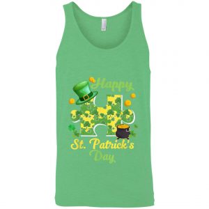 Autism Puzzle Wearing Laprechaun Hat St Patricks Day T-Shirt, Long Sleeve, Tank Top