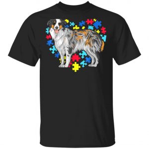 Autism Awareness Australian Shepherd Dog Heart T-Shirt, Long Sleeve, Hoodie