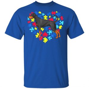 Autism Awareness Dobermann Dog Heart T-Shirt, Long Sleeve, Hoodie