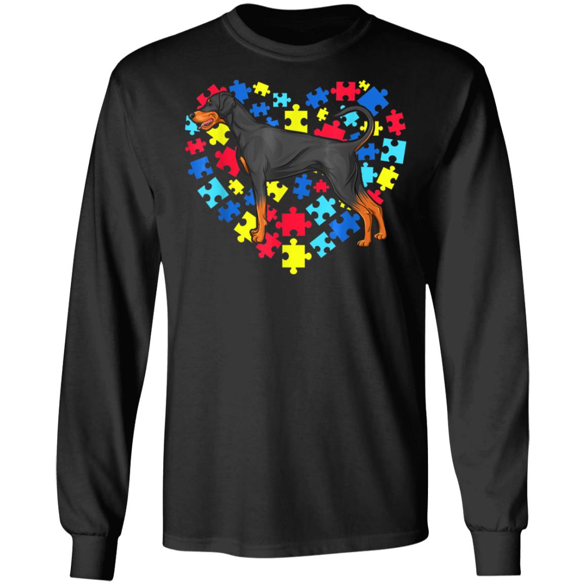 Autism Awareness Dobermann Dog Heart T-Shirt, Long Sleeve, Hoodie Autism Awareness Dobermann Dog Heart T-Shirt, Long Sleeve, Hoodie