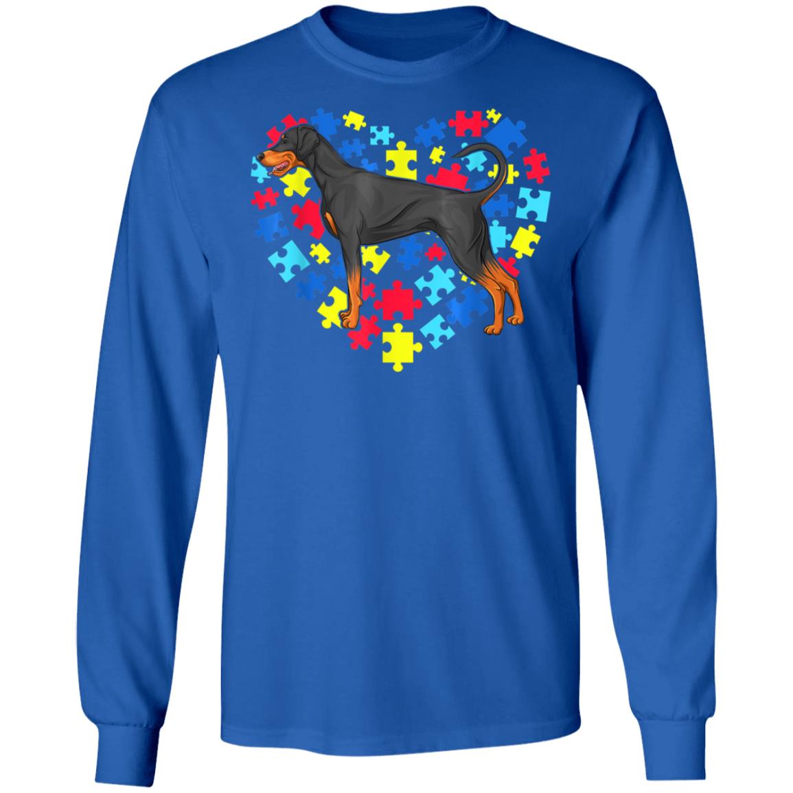 Autism Awareness Dobermann Dog Heart T-Shirt, Long Sleeve, Hoodie Autism Awareness Dobermann Dog Heart T-Shirt, Long Sleeve, Hoodie