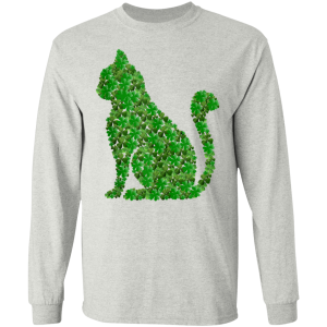 Cat Shamrocks Tee St.Patricks Day Cats Kitty Lover Irish T-Shirt, Long Sleeve