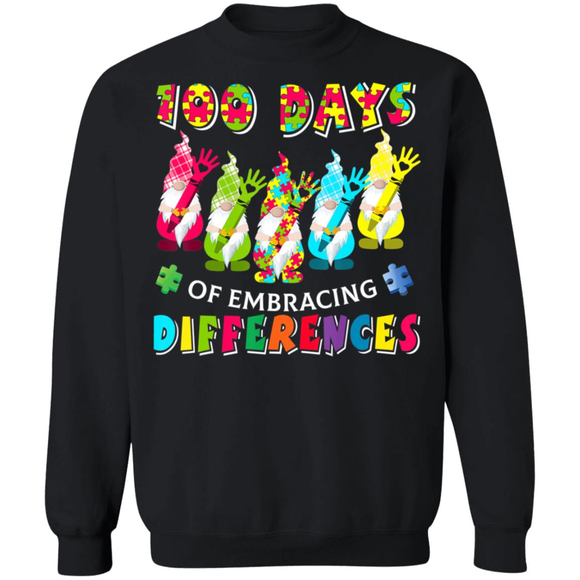 Autism Awareness Gnomes Embrace Differences 100 Days School T-Shirt, Long Sleeve, Hoodie Autism Awareness Gnomes Embrace Differences 100 Days School T-Shirt, Long Sleeve, Hoodie