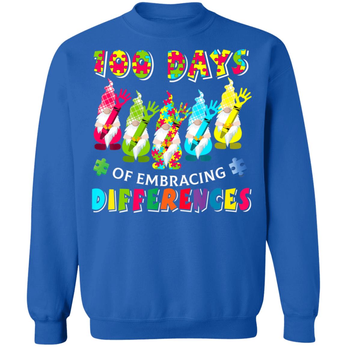 Autism Awareness Gnomes Embrace Differences 100 Days School T-Shirt, Long Sleeve, Hoodie Autism Awareness Gnomes Embrace Differences 100 Days School T-Shirt, Long Sleeve, Hoodie