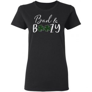 Bad and Boozy Plaid Green Shamrock Saint Patrick Day T-Shirt, Long Sleeve, Tank Top