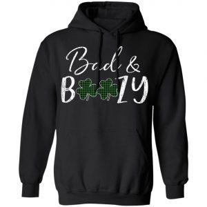 Bad and Boozy Plaid Green Shamrock Saint Patrick Day T-Shirt, Long Sleeve, Tank Top