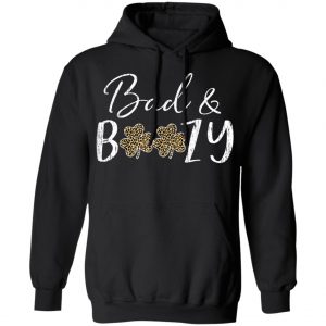 Bad and Boozy Plaid Leopard Shamrock Saint Patrick Day T-Shirt, Long Sleeve, Tank Top