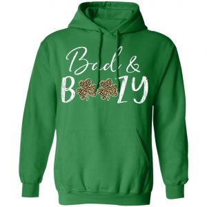 Bad and Boozy Plaid Leopard Shamrock Saint Patrick Day T-Shirt, Long Sleeve, Tank Top