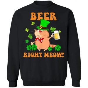 Beer Right Meow Cute Cat Drinking St. Patricks Day T-Shirt, Long Sleeve, Tank Top