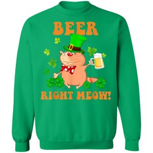 Beer Right Meow Cute Cat Drinking St. Patricks Day T-Shirt, Long Sleeve, Tank Top
