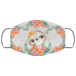 Cute Sloth Flowers Face Mask