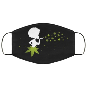 Girl Blowing Cannabis Leaves Weed Black Women Cloth Face Mask