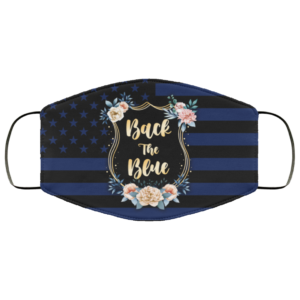 Back The Blue Floral American Flag Face Mask