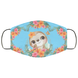 Cute Sloth Flowers Face Mask