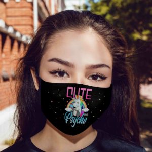 Cute But Psycho Funny Unicorn Face Mask  Unicorn Lover Face Mask