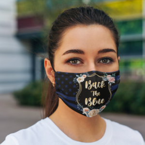 Back The Blue Floral American Flag Face Mask