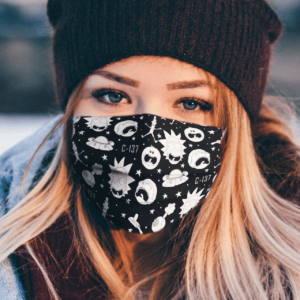 Black and white Rick and Morty pattern Face Mask