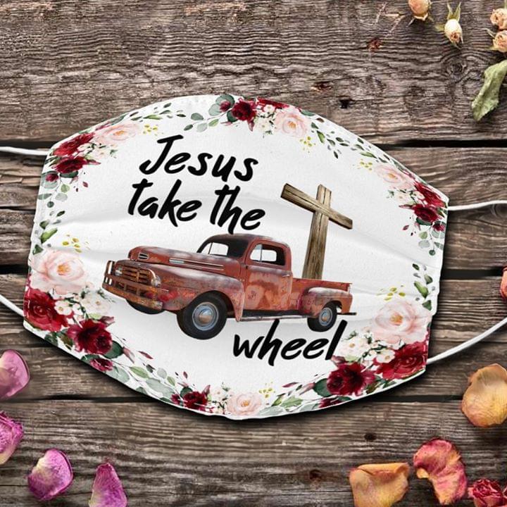 Jesus Take the wheel vintage floral Cloth Face Mask Reusable