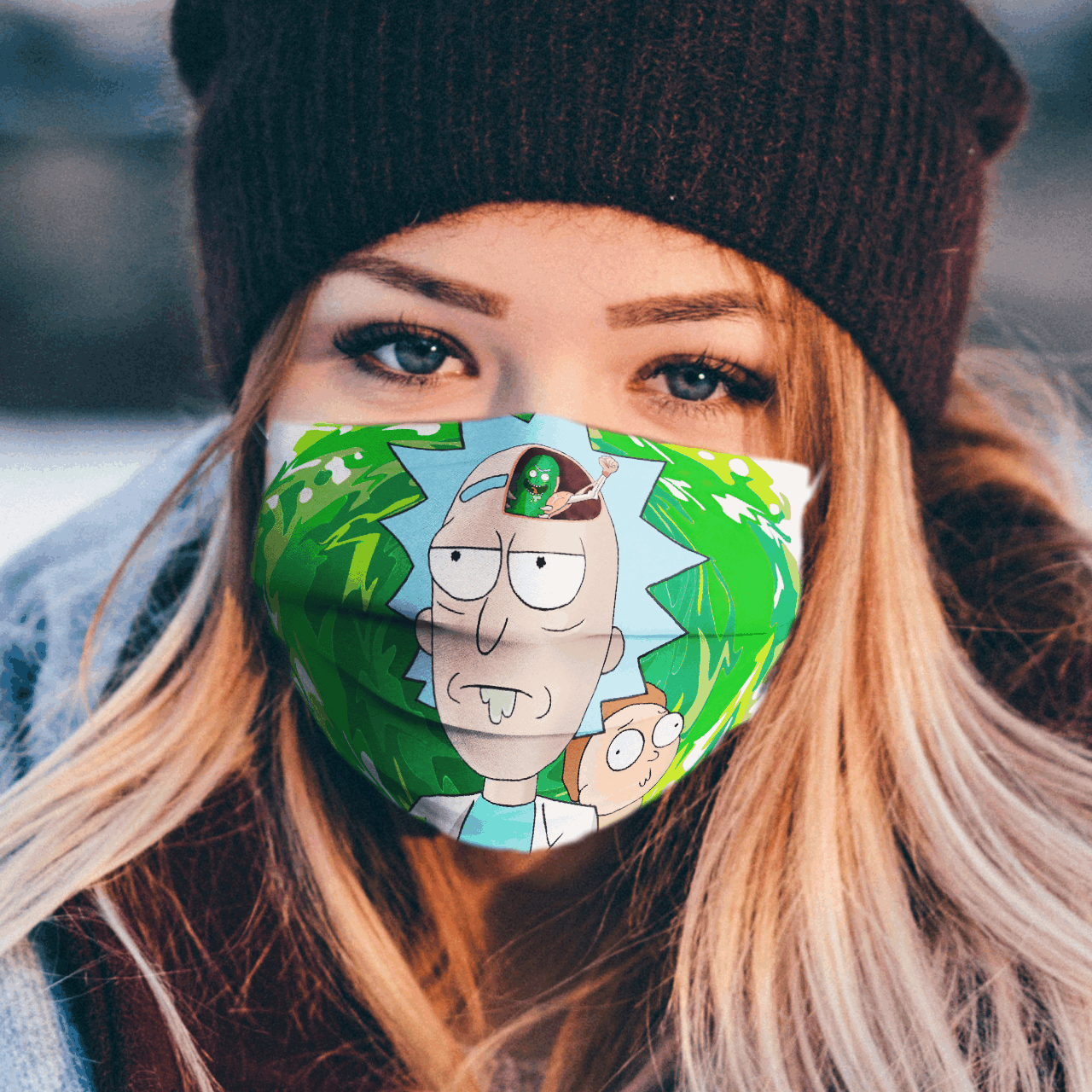 Rick, Morthy and Pickle Rick Face Mask