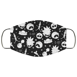 Black and white Rick and Morty pattern Face Mask