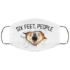 Mixed breed dog portrait six feet people Face Mask