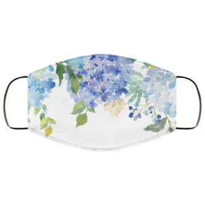 Blue Lilac Watercolor Hydrangea Face Mask