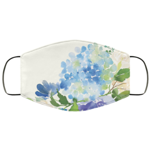 Blue Watercolor Hydrangea Face Mask