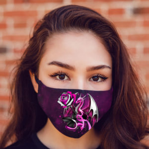 Breast Cancer Dragon and Roses Face Mask
