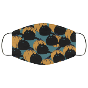 Black Fluffy Cat Halloween Pumpkin Cat Mom Gifts Face Mask