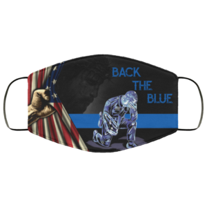 Back The Blue Police Kneeling American Flag Face Mask