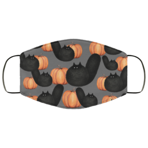 Halloween Black Fur Cat and Pumpkin Face Mask