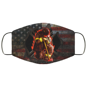 Firefighter Kneeling Stand For The Flag American Flag Face Mask