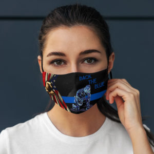 Back The Blue Police Kneeling American Flag Face Mask