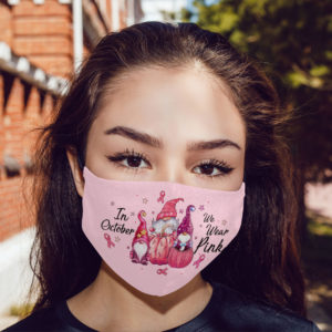 In October We Wear Pink Pumpkin Face Mask