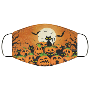Cute Black Cat Pumpkin Halloween Face Mask