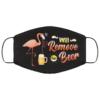 Floral Flamingo Will Remove For Wine Meme Funny Drunk Wine Drinking Saying Face Mask