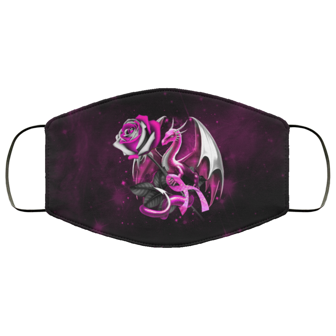 Breast Cancer Dragon and Roses Face Mask Breast Cancer Dragon and Roses Face Mask