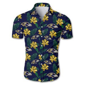 Baltimore ravens tropical flower Hawaiian Beach Shirt
