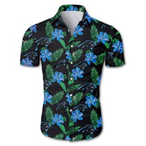 Carolina panthers tropical flower Hawaiian Beach Shirt