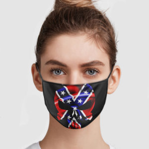 Confederate Flag Skull Cloth Face Mask Reusable