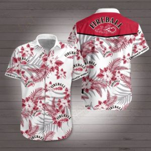 Fireball cinnamon whisky Hawaiian Beach Shirt