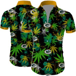 Green bay packers cannabis Summer Short Sleeve Hawaiian Beach Shirt