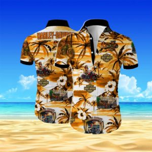 Harley-davidson Summer Short Sleeve Hawaiian Beach Shirt