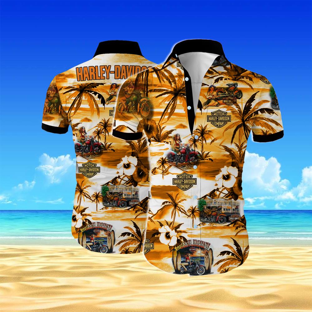 Harley-davidson Summer Short Sleeve Hawaiian Beach Shirt Harley-davidson Summer Short Sleeve Hawaiian Beach Shirt