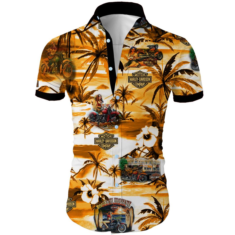 Harley-davidson Summer Short Sleeve Hawaiian Beach Shirt Harley-davidson Summer Short Sleeve Hawaiian Beach Shirt