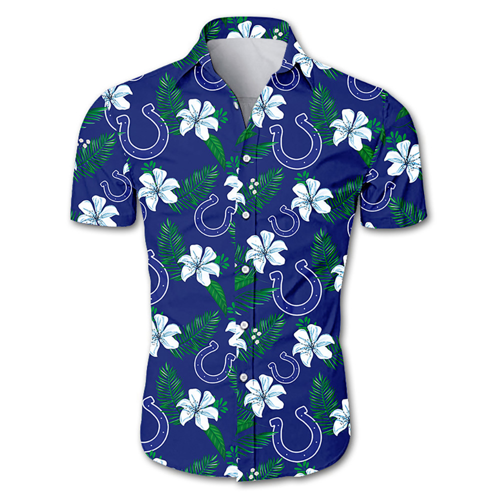 Indianapolis colts tropical flower Hawaiian Beach Shirt Indianapolis colts tropical flower Hawaiian Beach Shirt