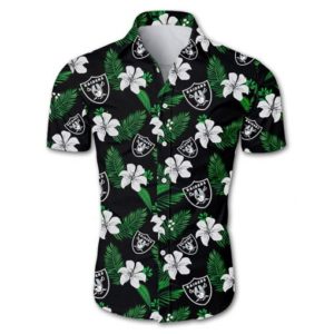 Las vegas raiders tropical flower Hawaiian Beach Shirt