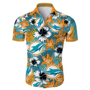 Miami dolphins tropical flower Hawaiian Beach Shirt Miami dolphins tropical flower Hawaiian Beach Shirt